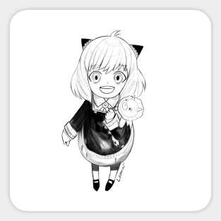anya the special powered telepath ecopop art in black Sticker
